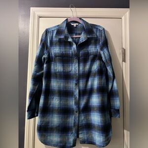 L.L. Bean Black and Blue Checkered Flannel Midi Dress